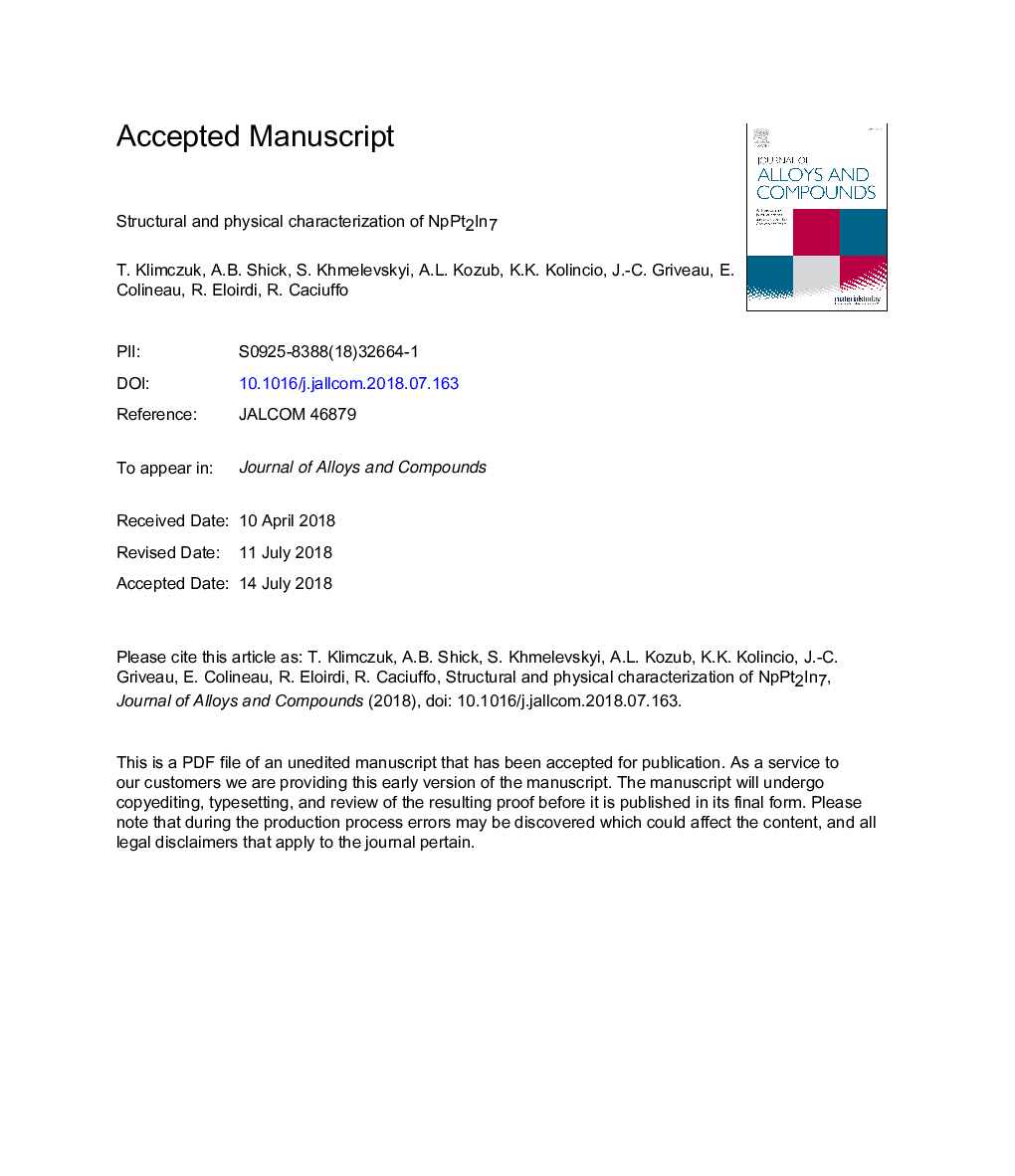 Structural and physical characterization of NpPt2In7
