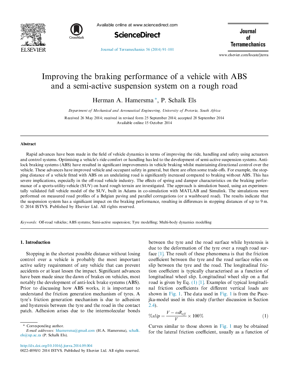 Improving the braking performance of a vehicle with ABS and a semi-active suspension system on a rough road