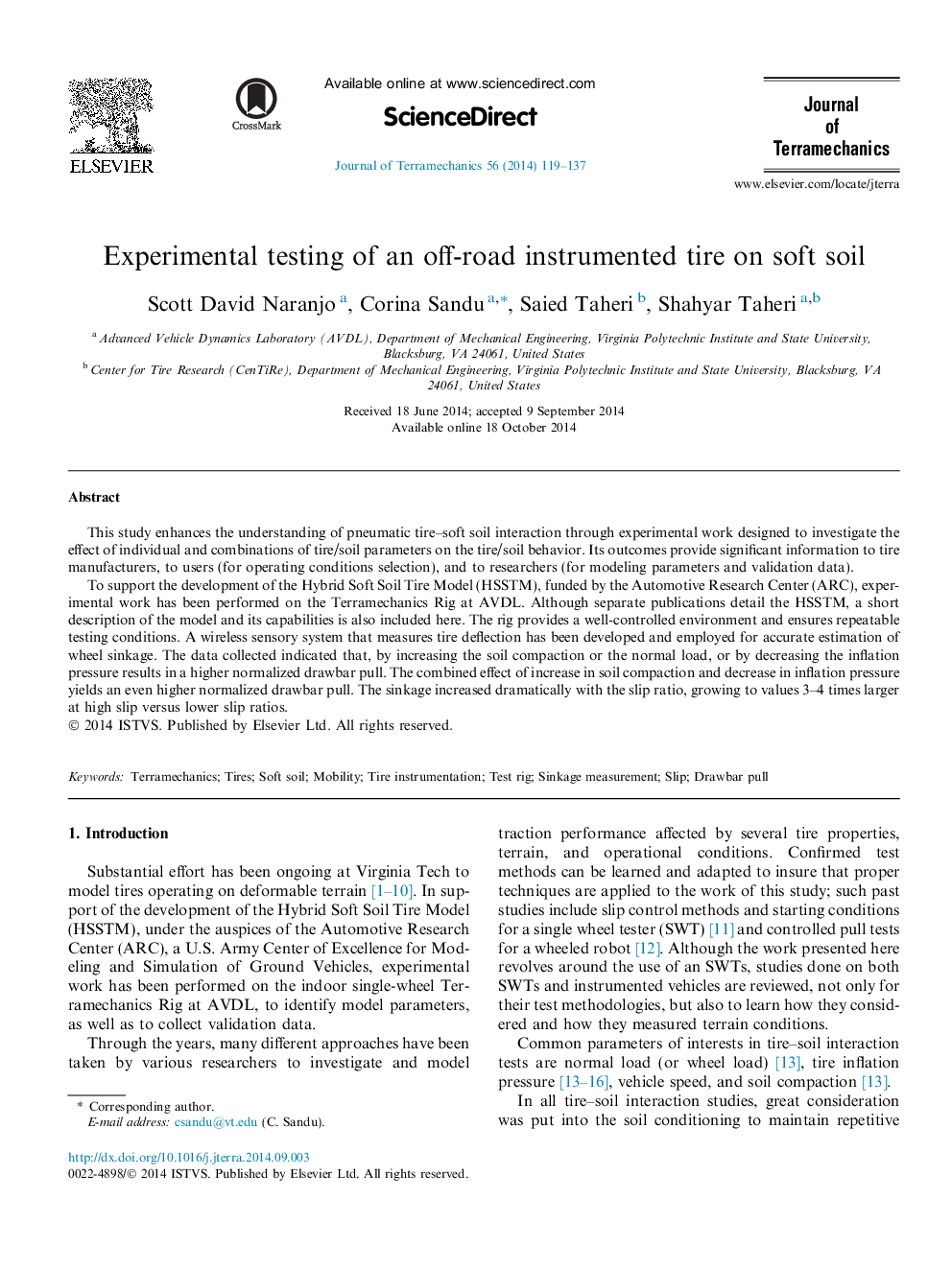 Experimental testing of an off-road instrumented tire on soft soil