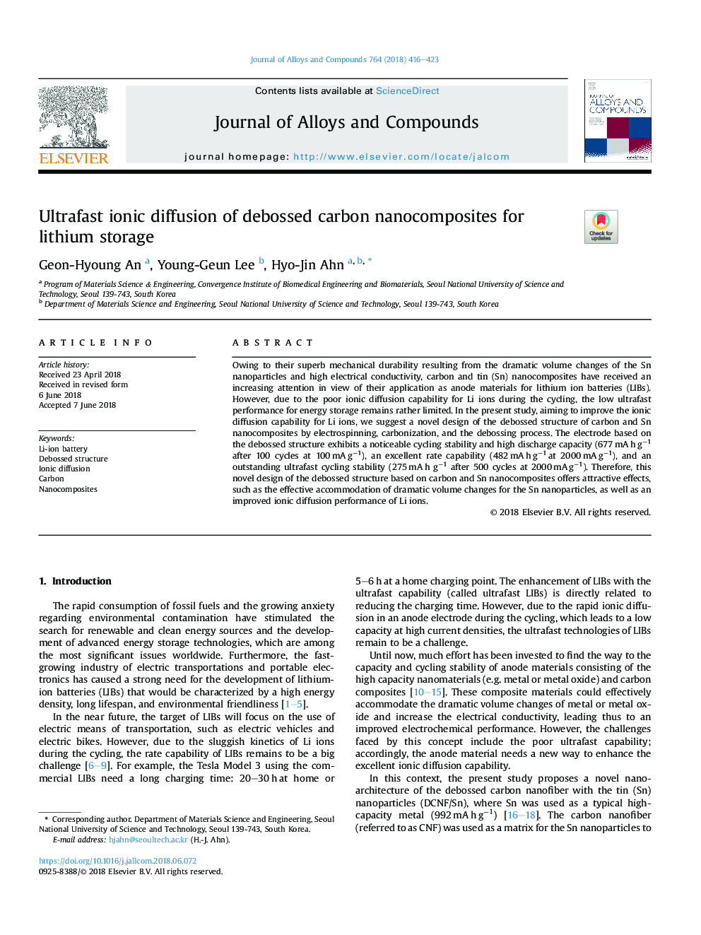 Ultrafast ionic diffusion of debossed carbon nanocomposites for lithium storage