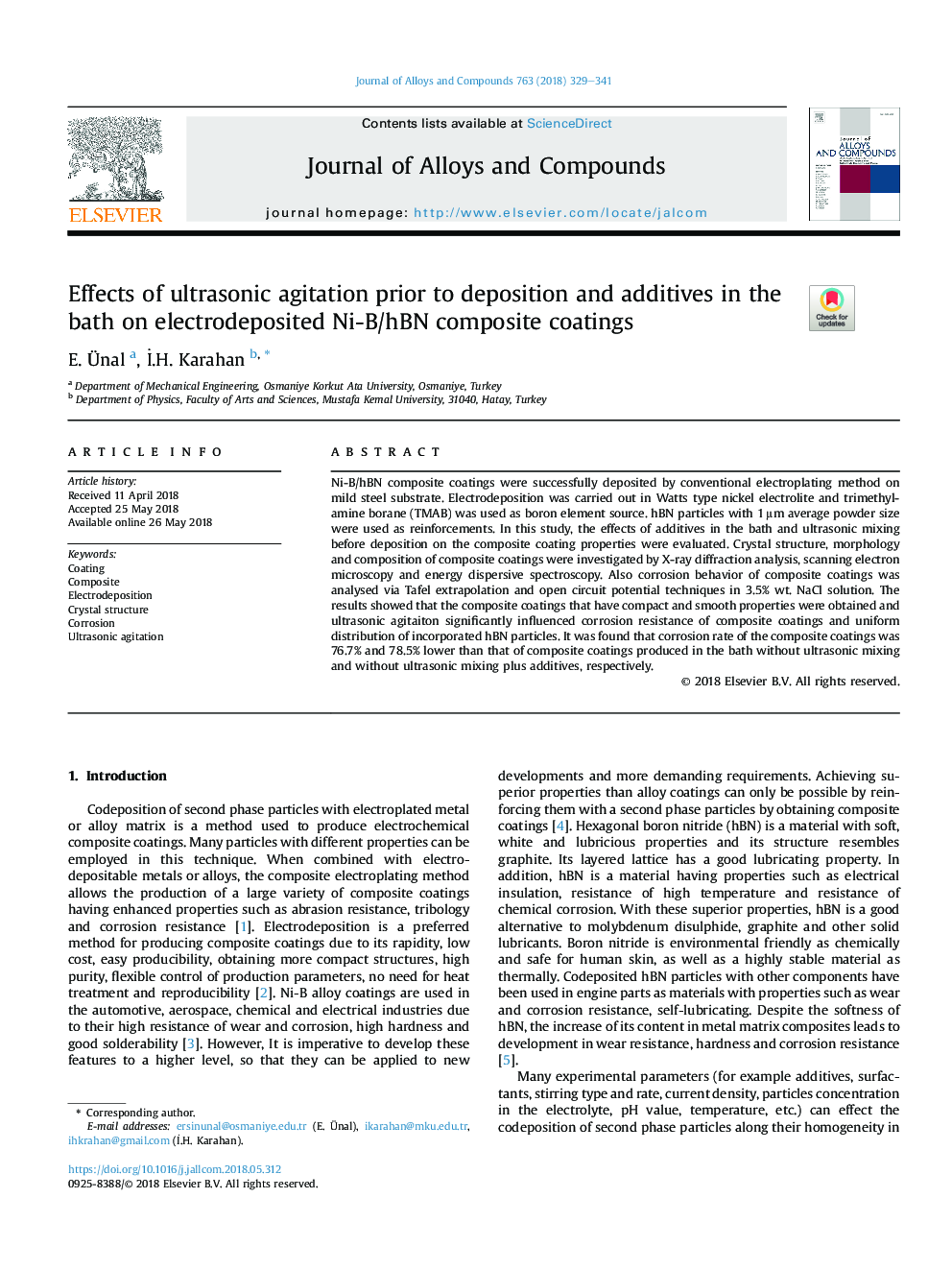 Effects of ultrasonic agitation prior to deposition and additives in the bath on electrodeposited Ni-B/hBN composite coatings