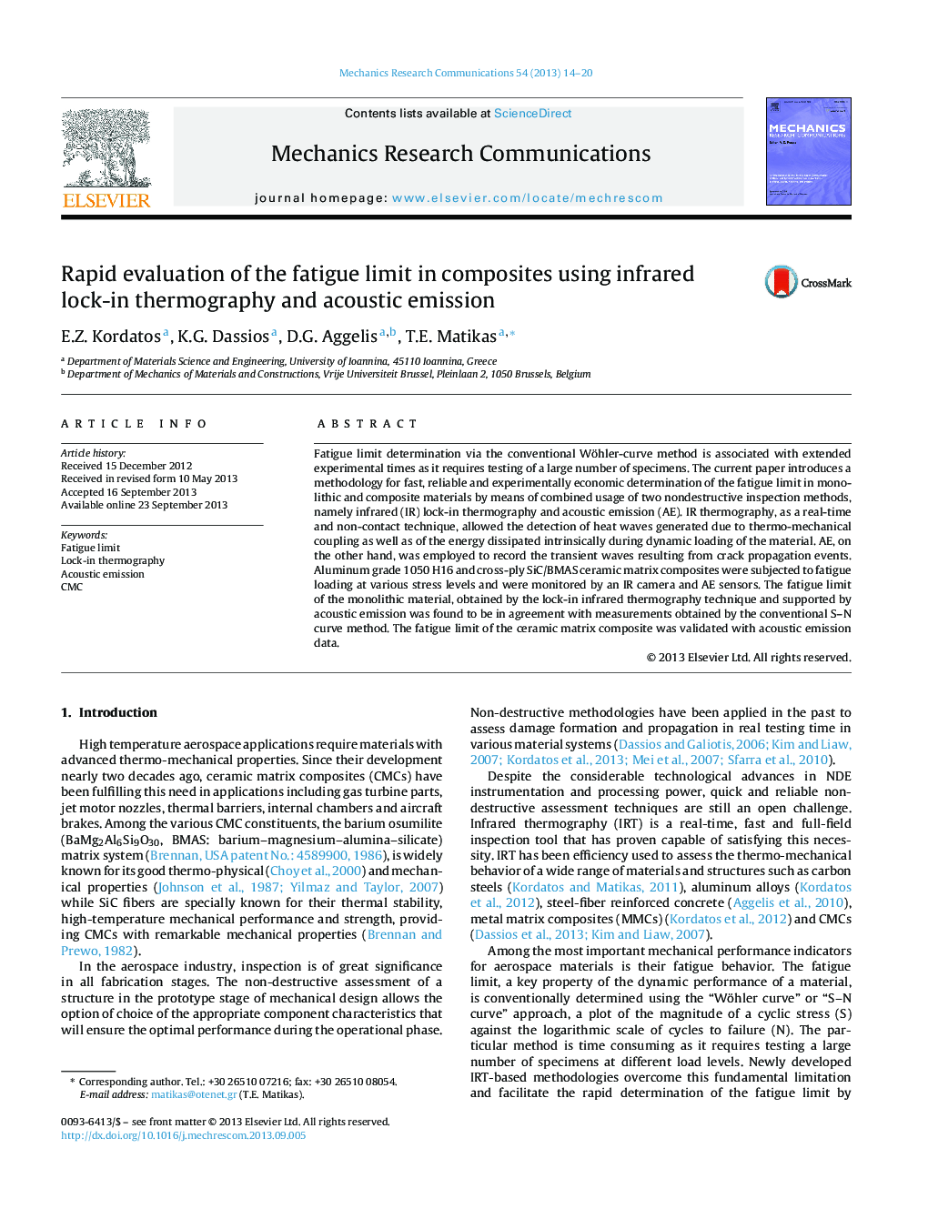 Rapid evaluation of the fatigue limit in composites using infrared lock-in thermography and acoustic emission