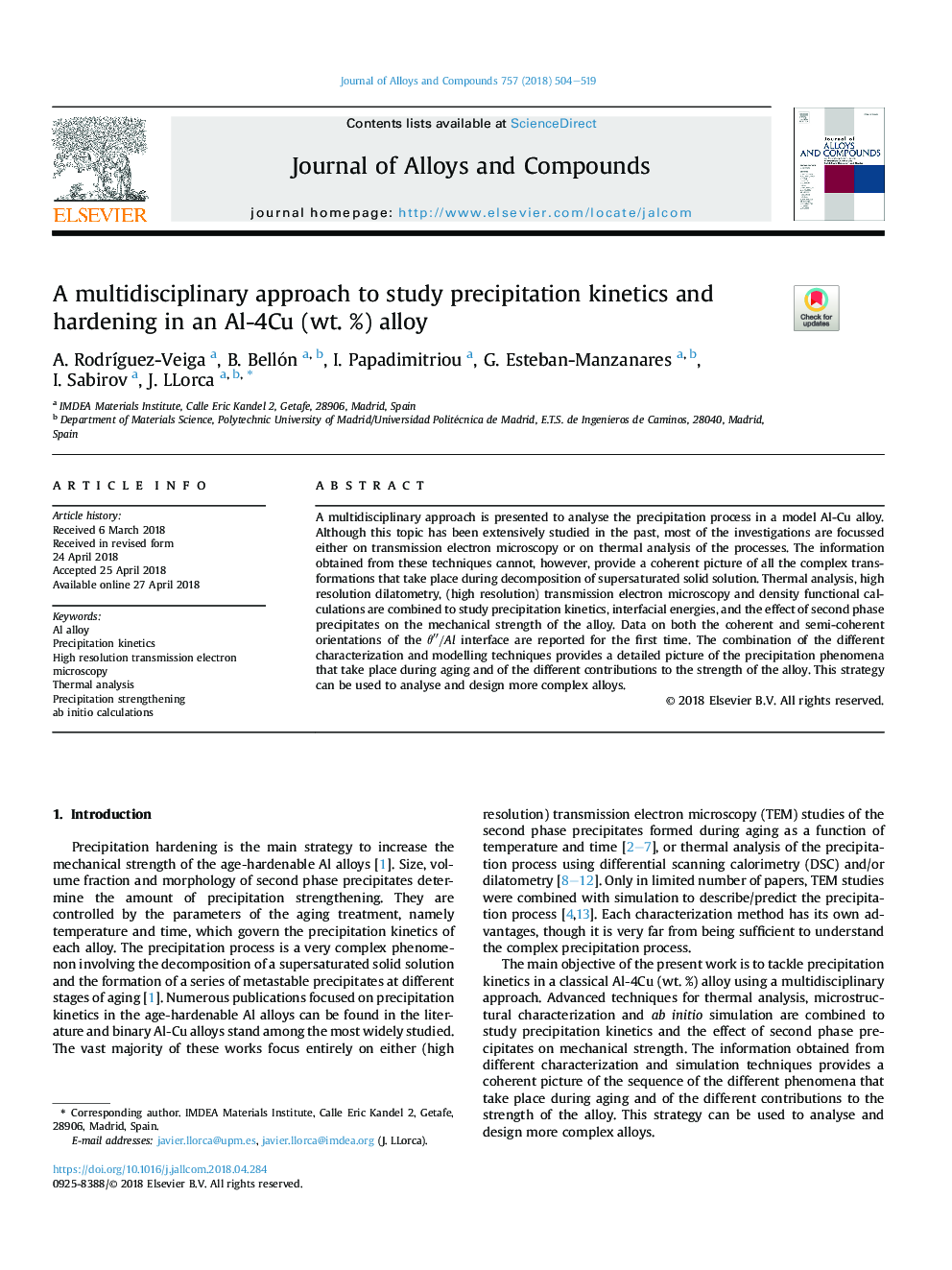 A multidisciplinary approach to study precipitation kinetics and hardening in an Al-4Cu (wt. %) alloy