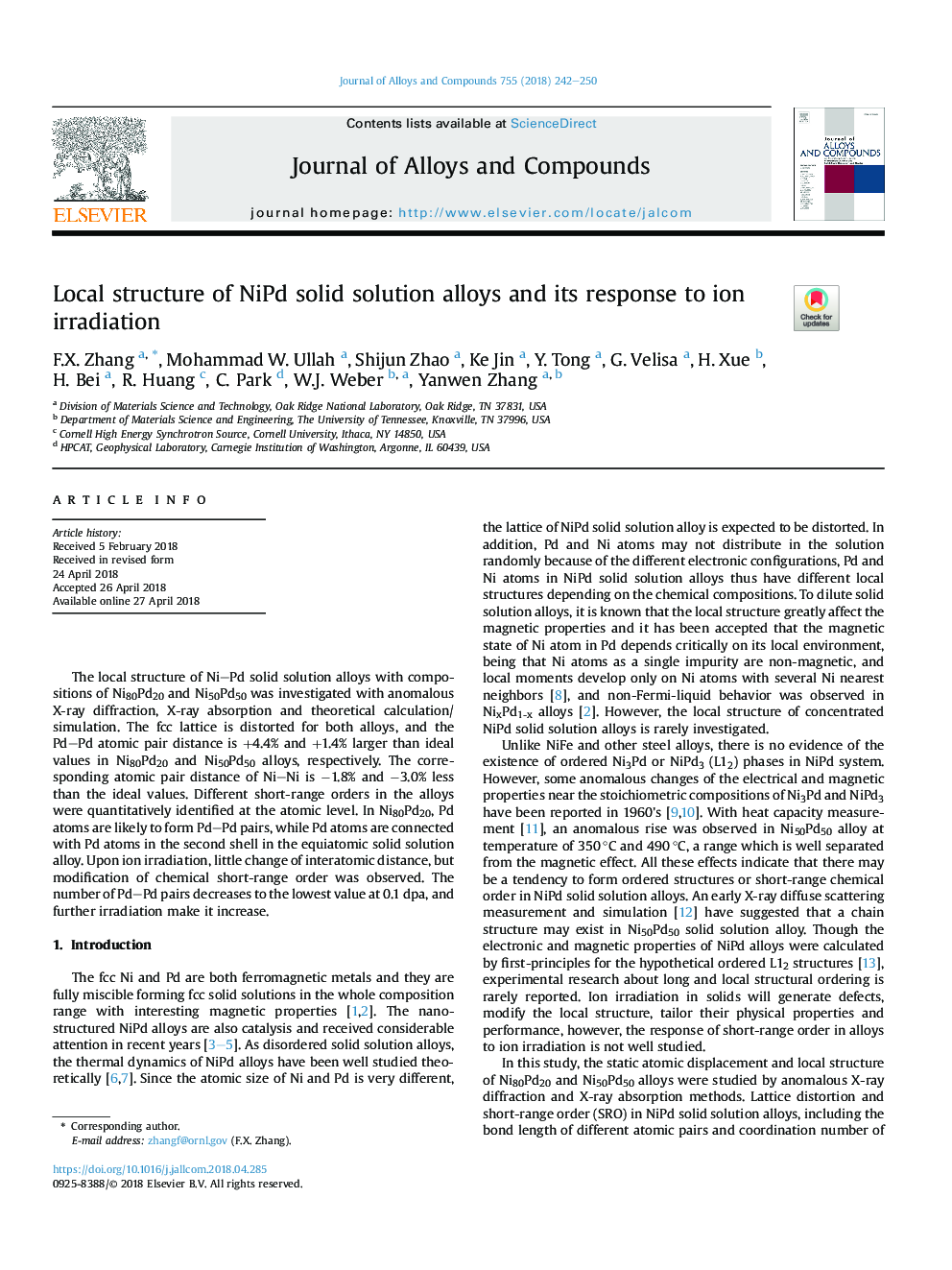 Local structure of NiPd solid solution alloys and its response to ion irradiation