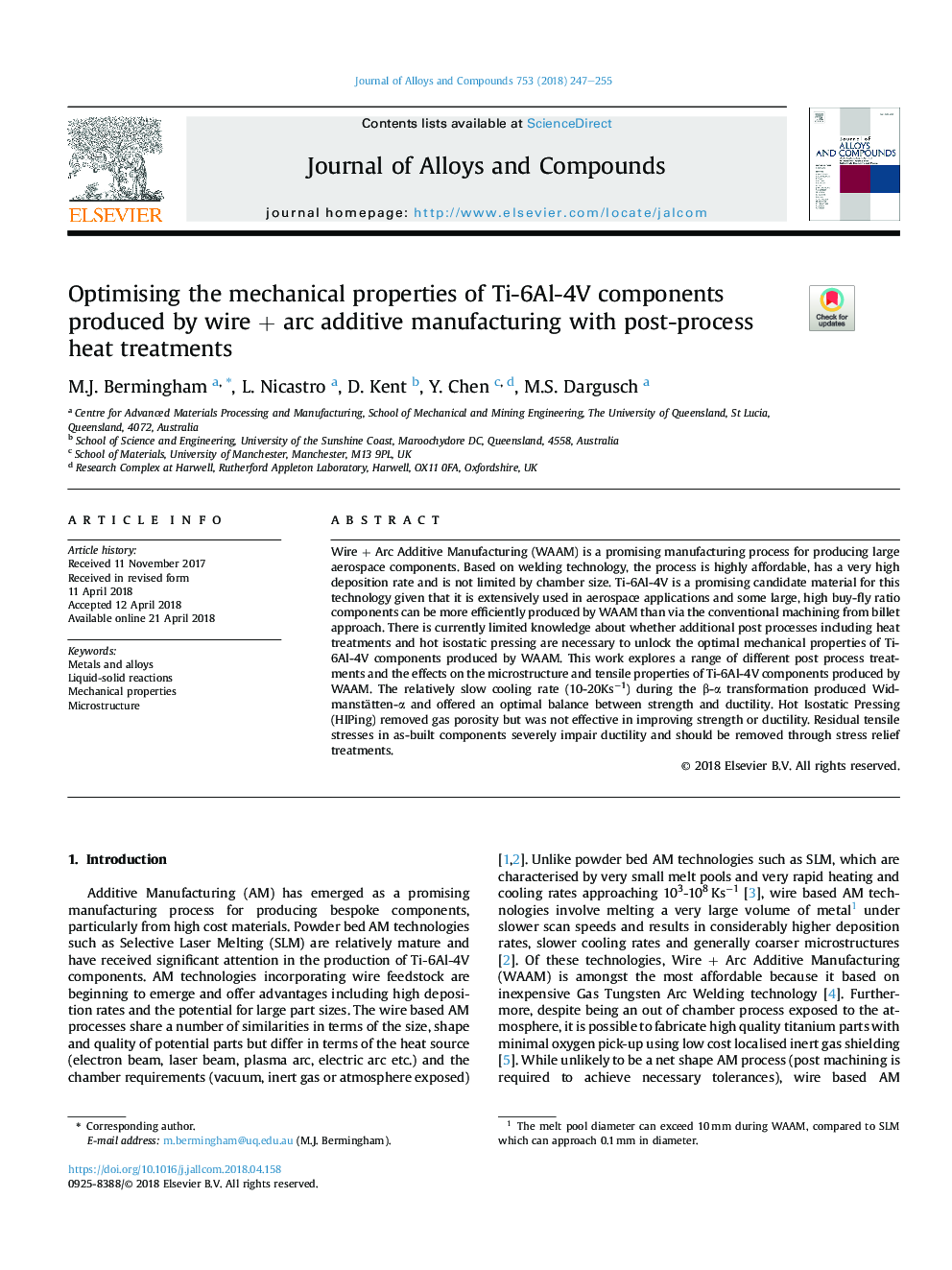 Optimising the mechanical properties of Ti-6Al-4V components produced by wire + arc additive manufacturing with post-process heat treatments