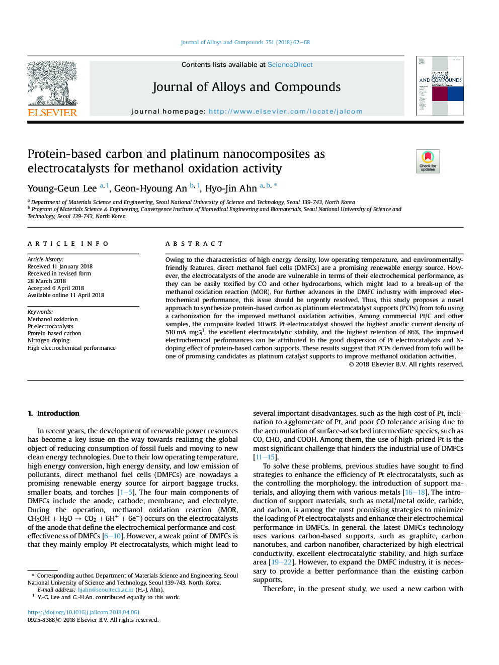 Protein-based carbon and platinum nanocomposites as electrocatalysts for methanol oxidation activity