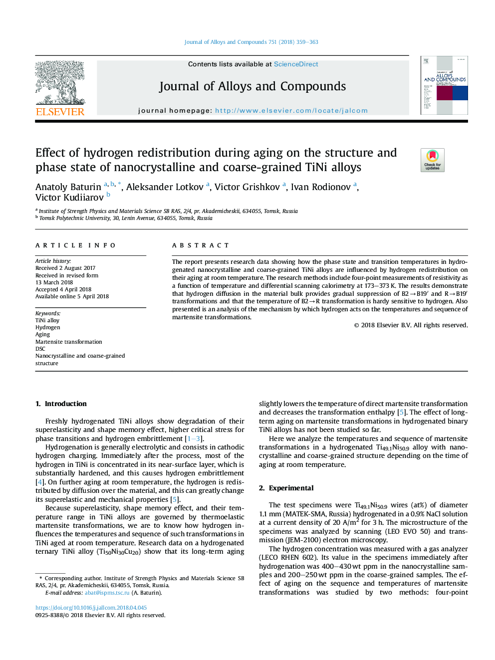 Effect of hydrogen redistribution during aging on the structure and phase state of nanocrystalline and coarse-grained TiNi alloys