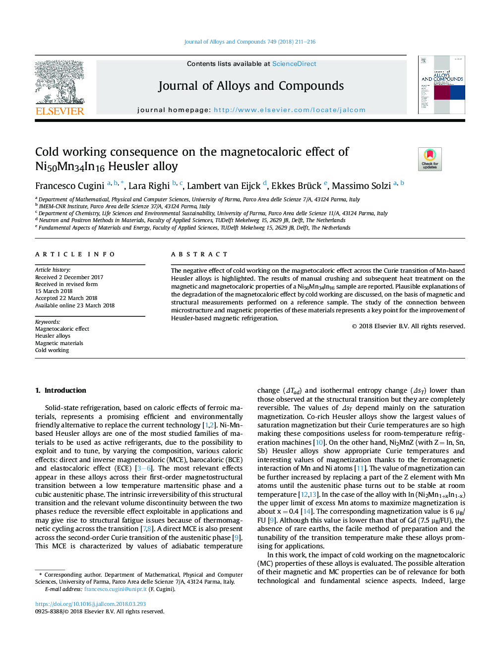 Cold working consequence on the magnetocaloric effect of Ni50Mn34In16 Heusler alloy