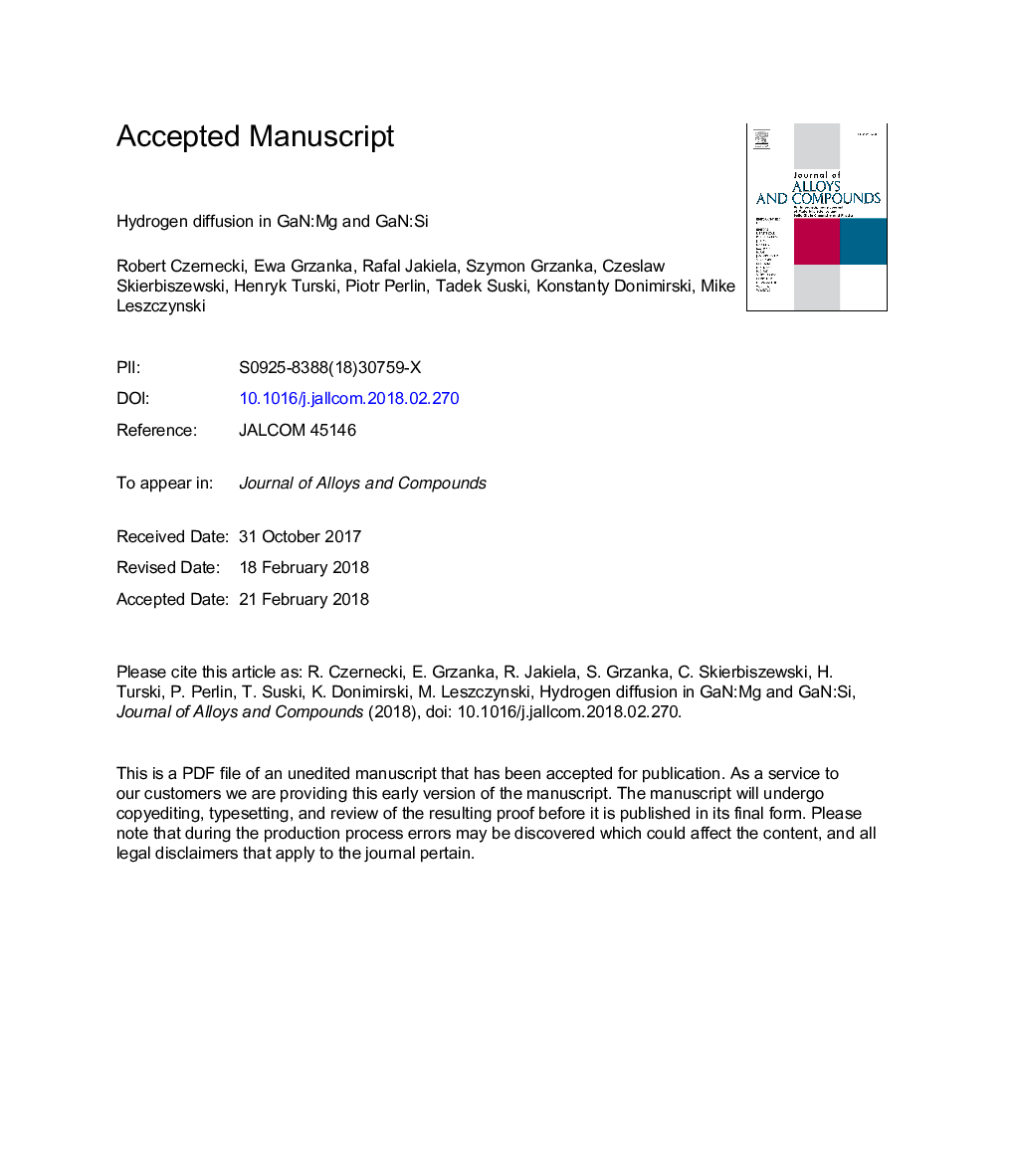 Hydrogen diffusion in GaN:Mg and GaN:Si