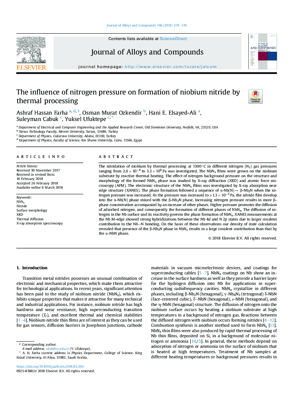 The influence of nitrogen pressure on formation of niobium nitride by thermal processing