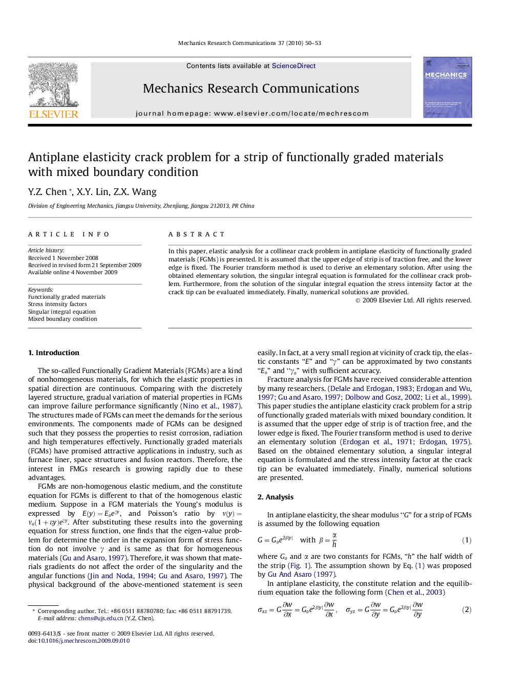 Antiplane elasticity crack problem for a strip of functionally graded materials with mixed boundary condition