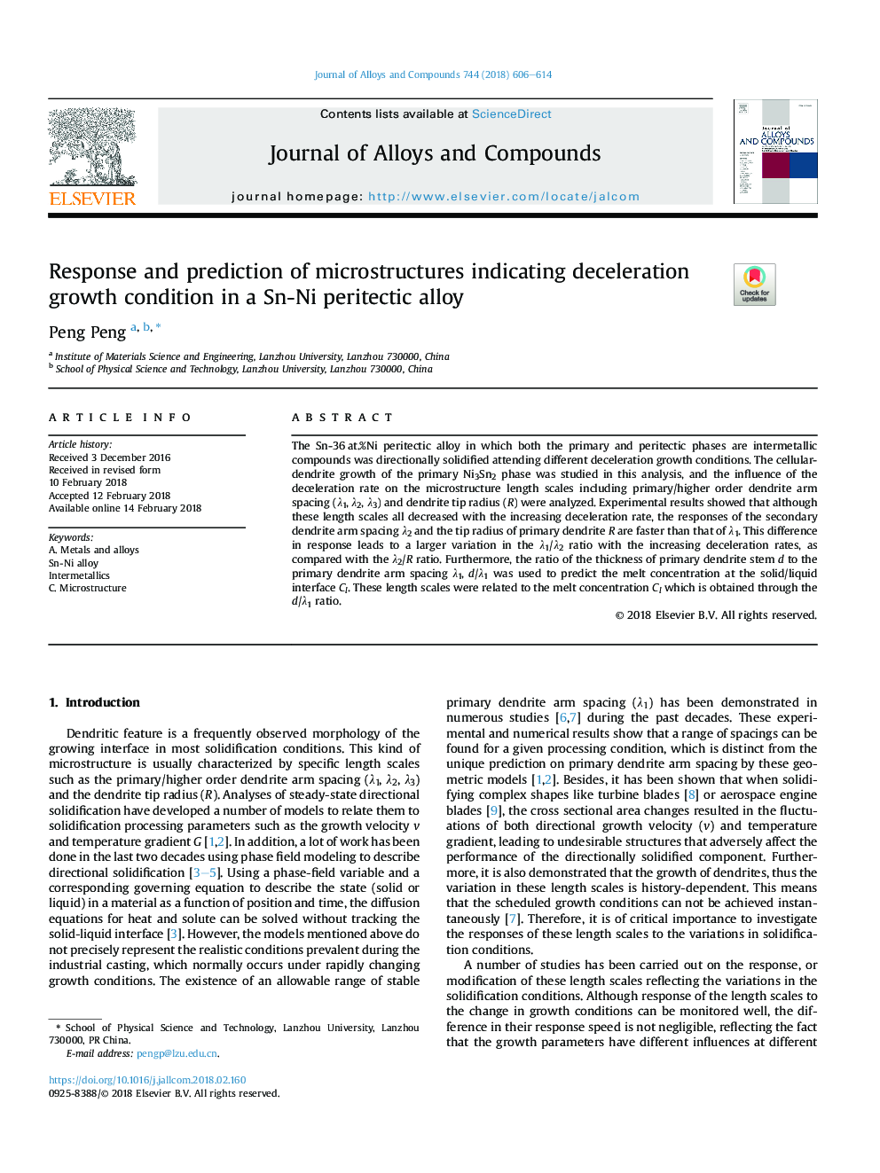 Response and prediction of microstructures indicating deceleration growth condition in a Sn-Ni peritectic alloy