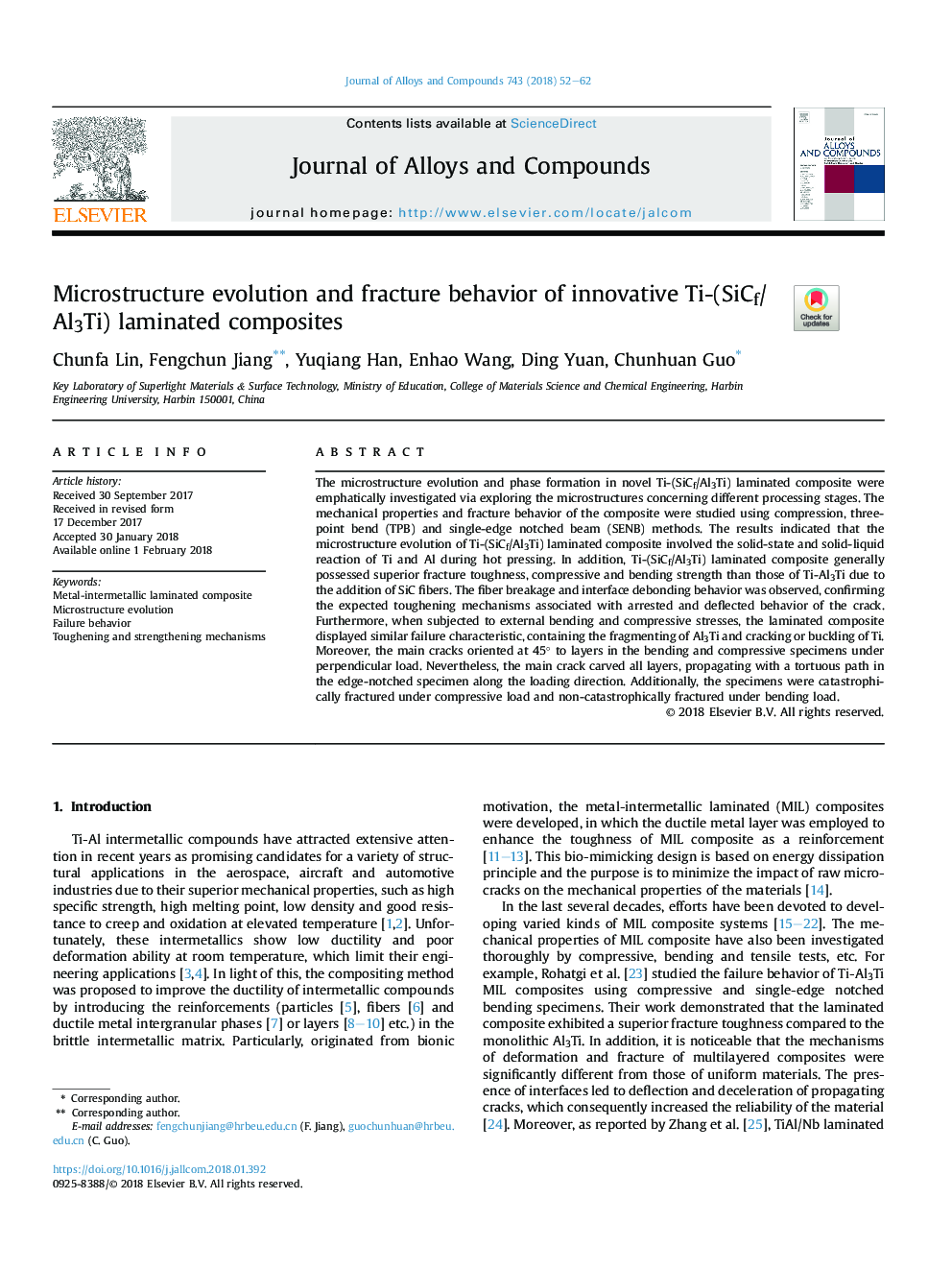 Microstructure evolution and fracture behavior of innovative Ti-(SiCf/Al3Ti) laminated composites