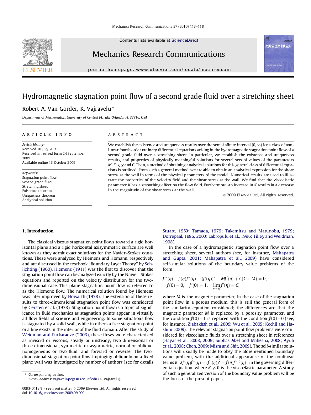 Hydromagnetic stagnation point flow of a second grade fluid over a stretching sheet