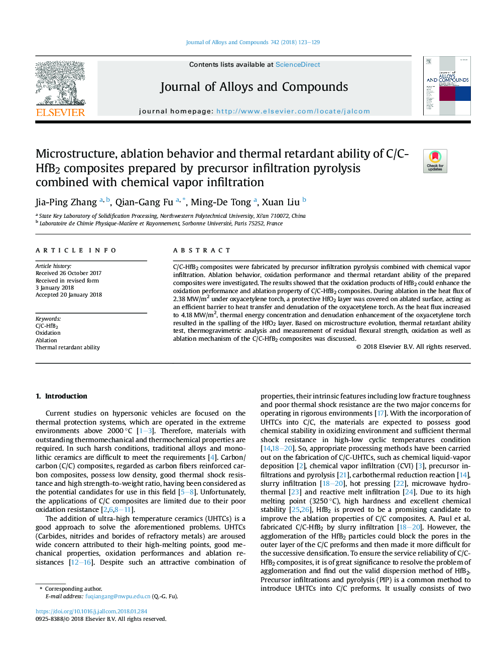 Microstructure, ablation behavior and thermal retardant ability of C/C-HfB2 composites prepared by precursor infiltration pyrolysis combined with chemical vapor infiltration