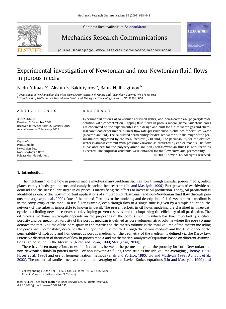 Experimental investigation of Newtonian and non-Newtonian fluid flows in porous media