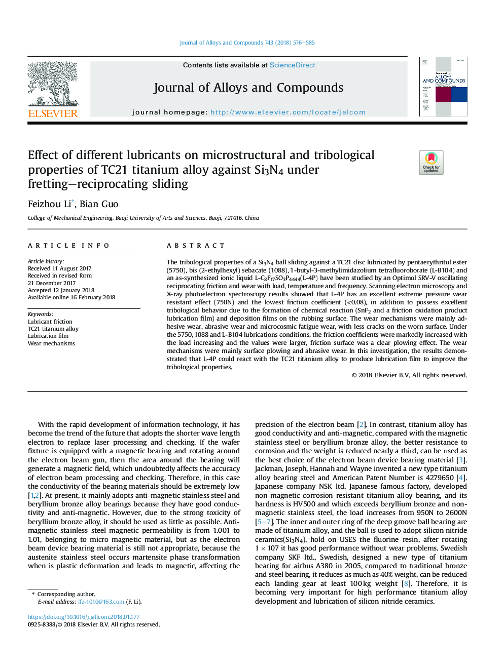 Effect of different lubricants on microstructural and tribological properties of TC21 titanium alloy against Si3N4 under fretting-reciprocating sliding