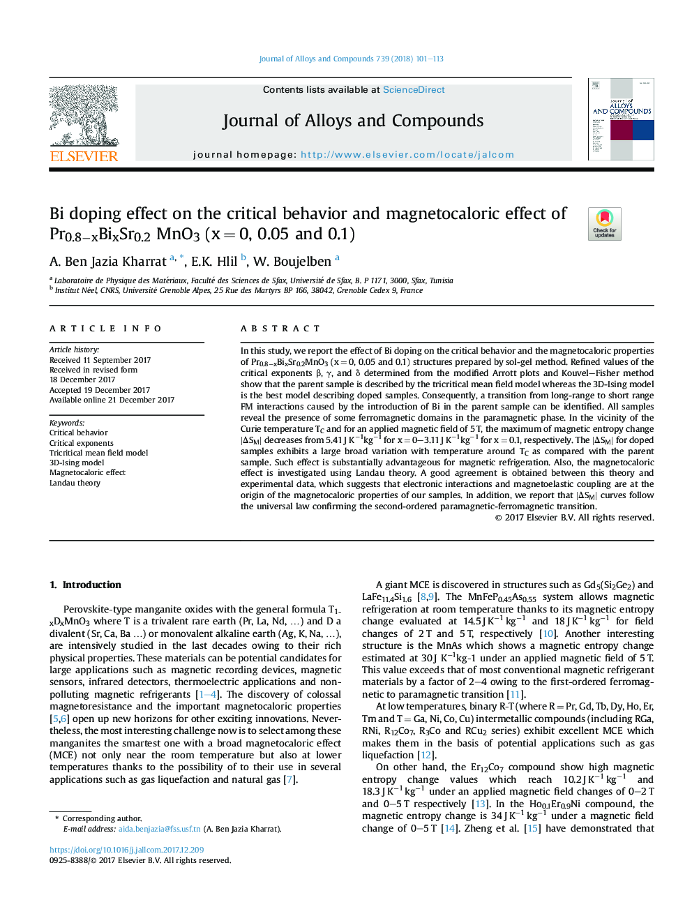 Bi doping effect on the critical behavior and magnetocaloric effect of Pr0.8âxBixSr0.2 MnO3 (xâ¯=â¯0, 0.05 and 0.1)