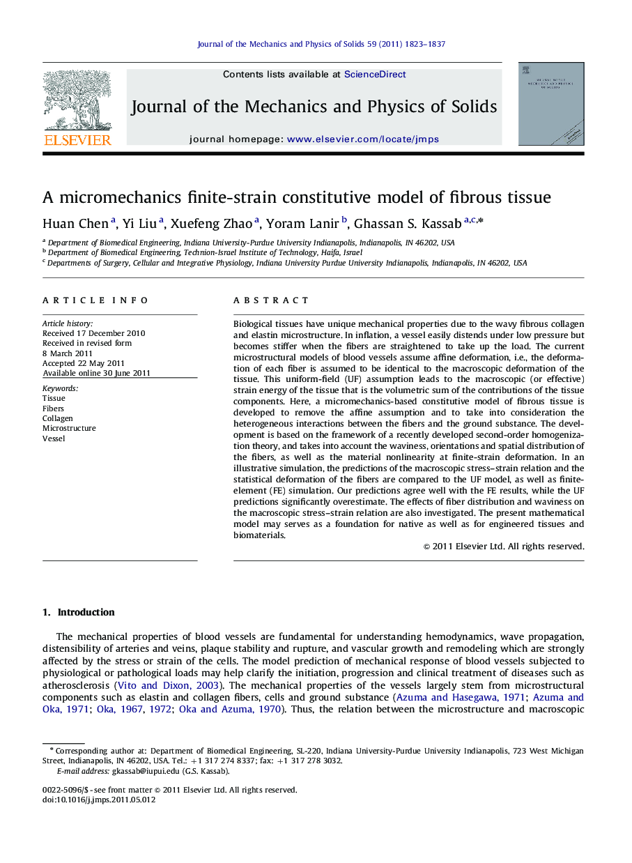 A micromechanics finite-strain constitutive model of fibrous tissue