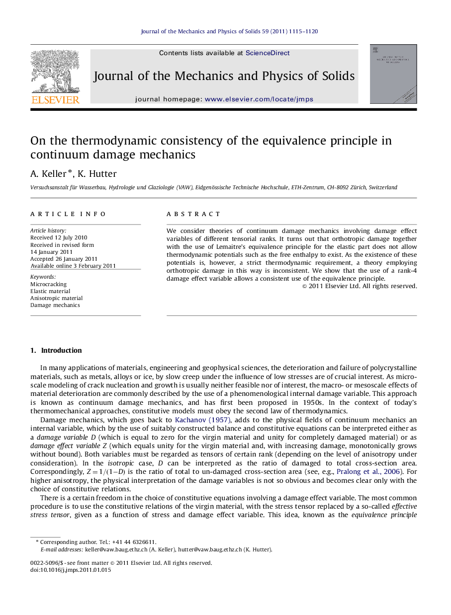 On the thermodynamic consistency of the equivalence principle in continuum damage mechanics