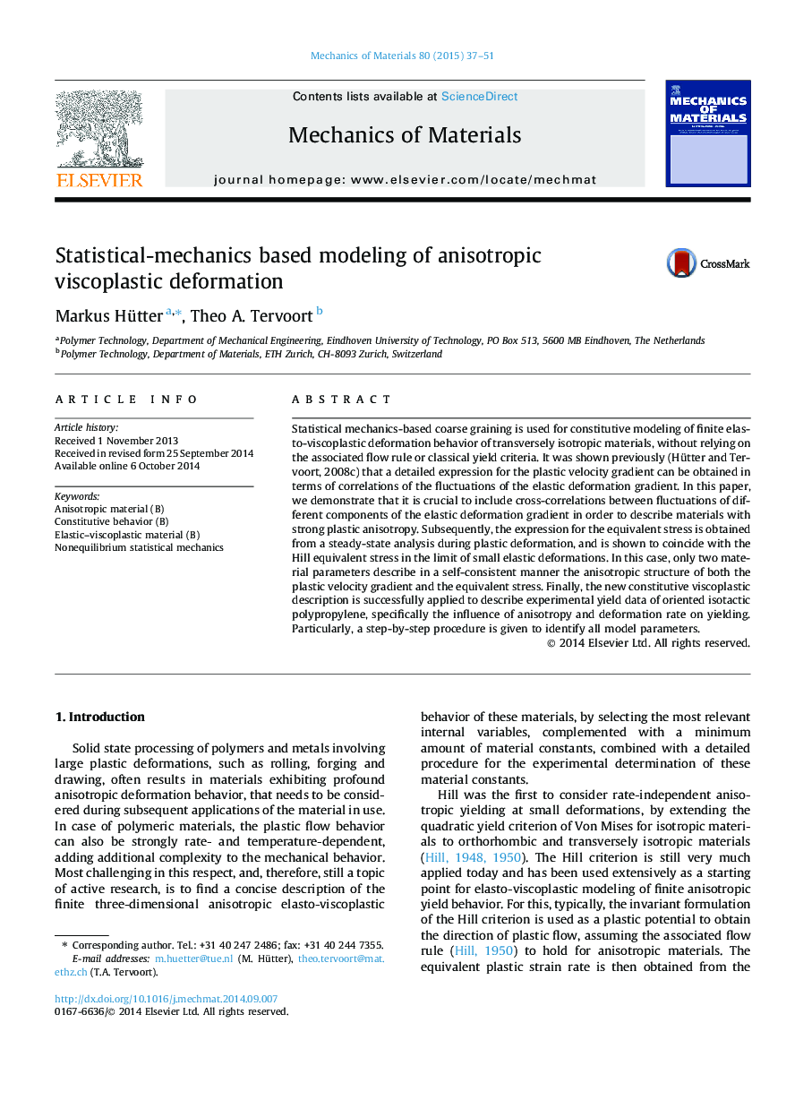 Statistical-mechanics based modeling of anisotropic viscoplastic deformation