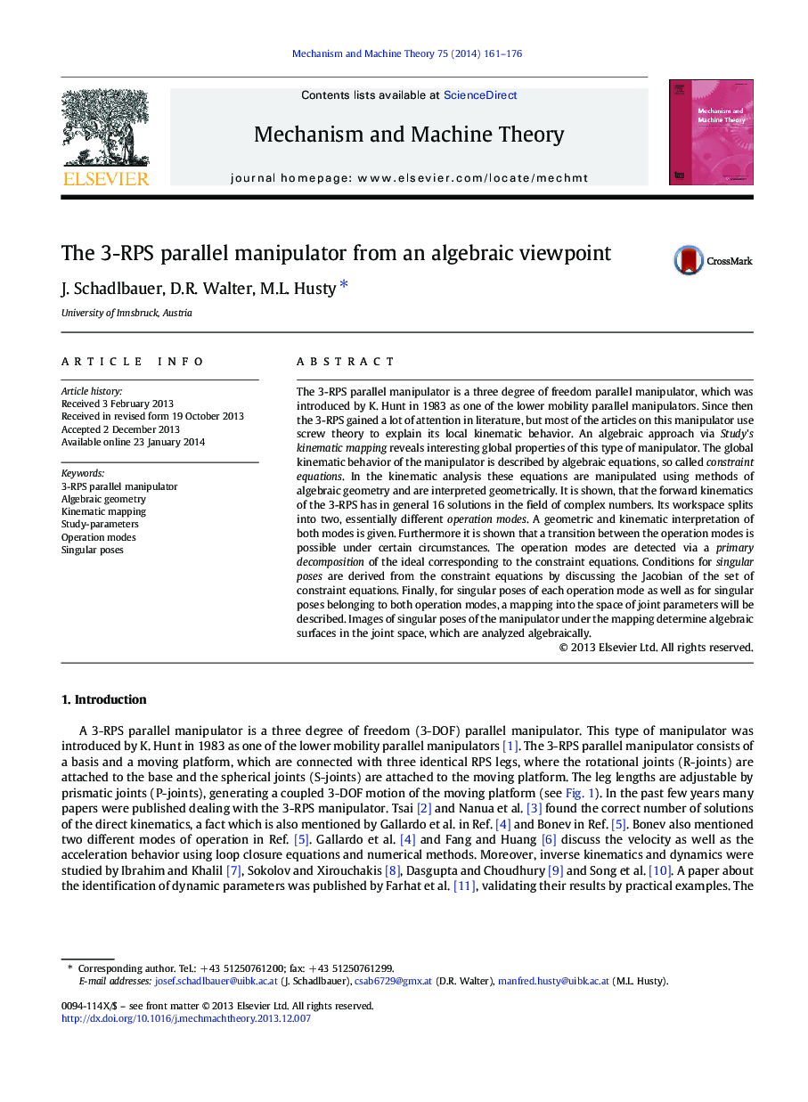 The 3-RPS parallel manipulator from an algebraic viewpoint