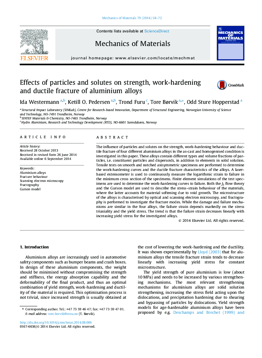 Effects of particles and solutes on strength, work-hardening and ductile fracture of aluminium alloys