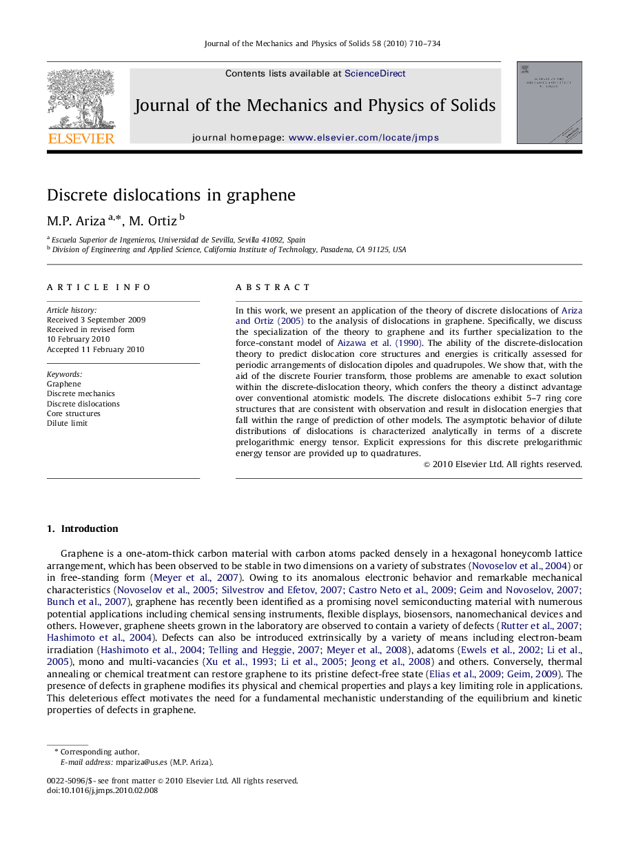 Discrete dislocations in graphene