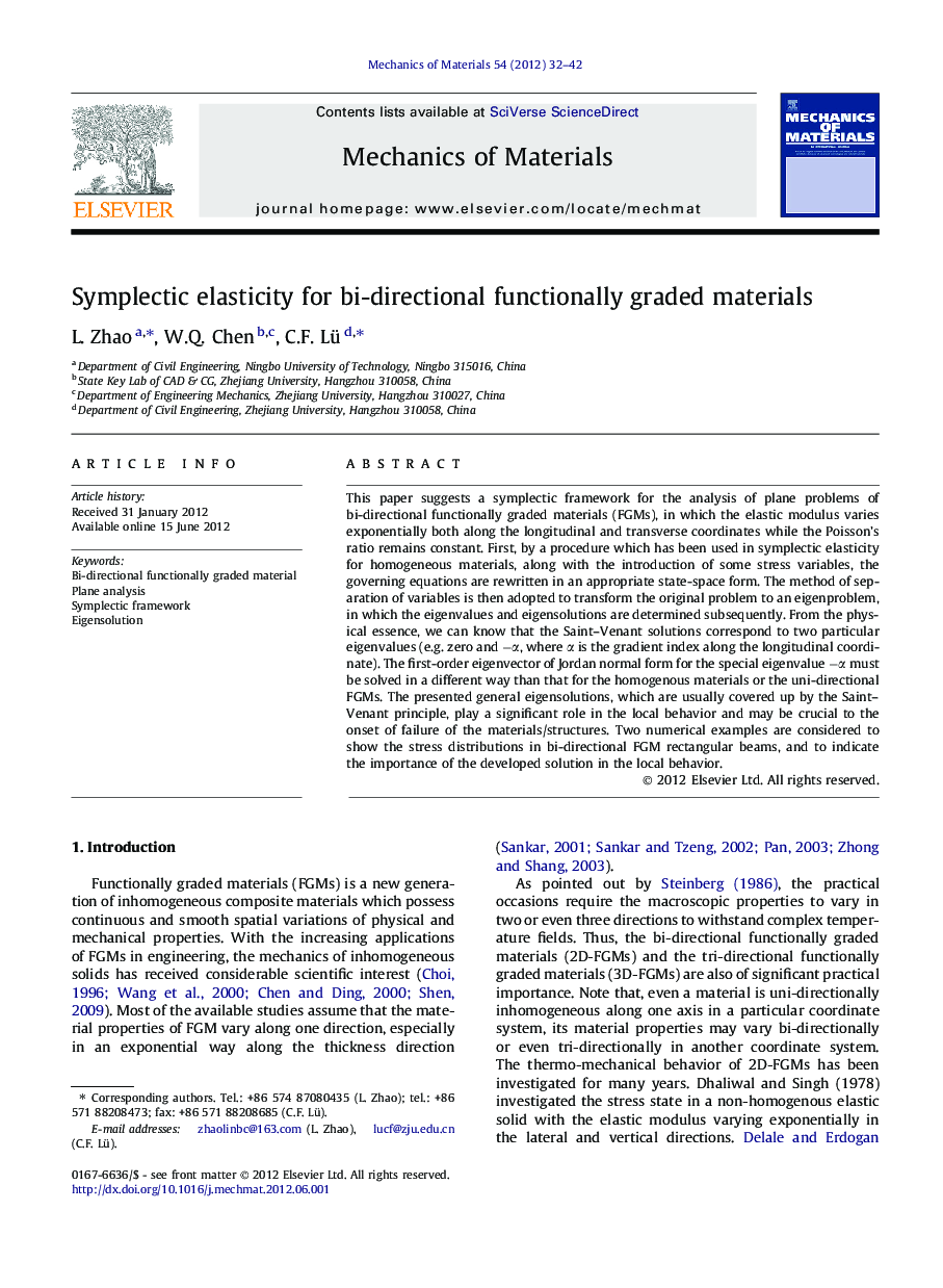 Symplectic elasticity for bi-directional functionally graded materials