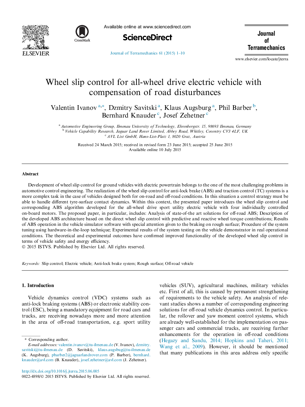 Wheel slip control for all-wheel drive electric vehicle with compensation of road disturbances