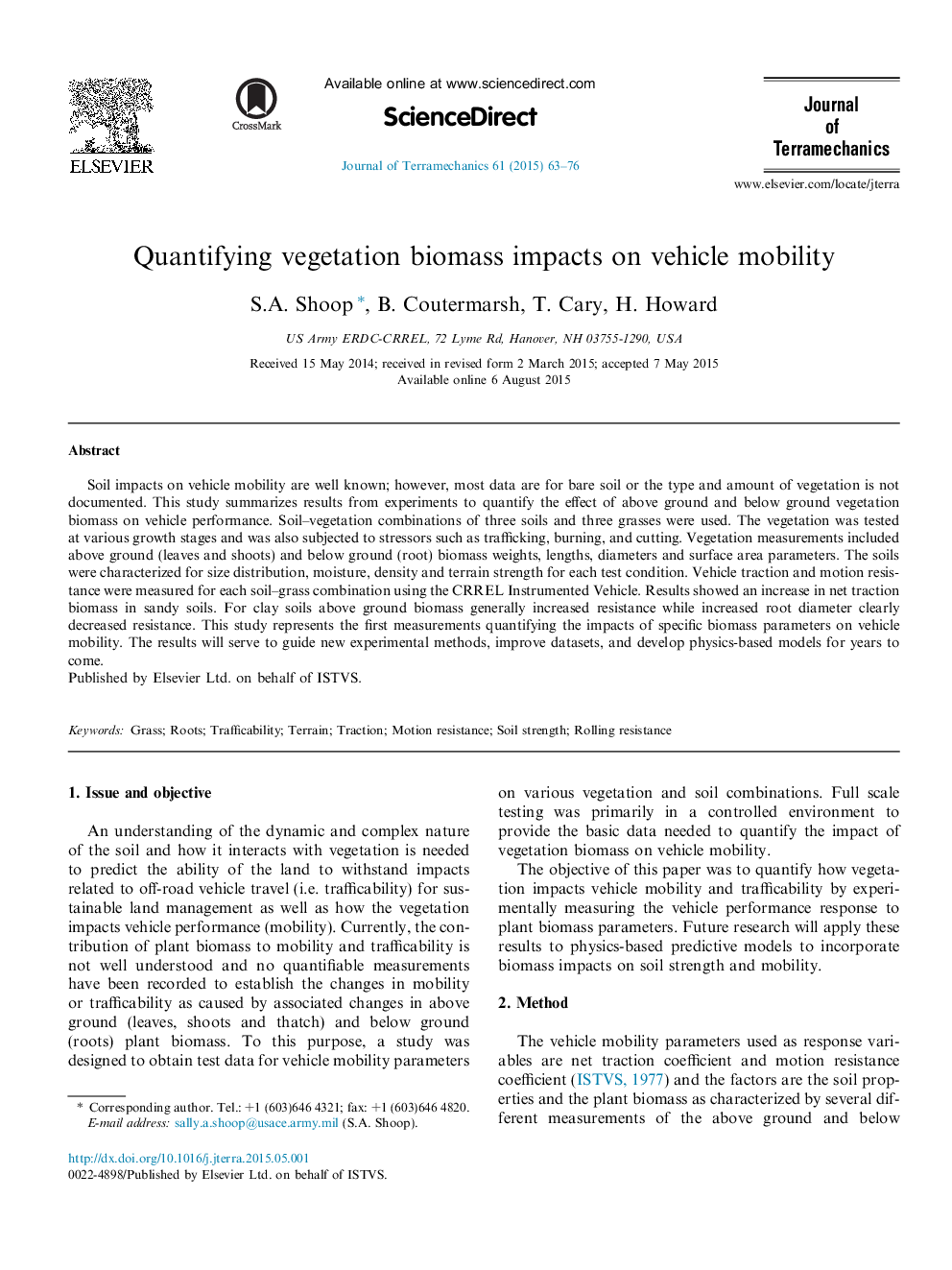 Quantifying vegetation biomass impacts on vehicle mobility