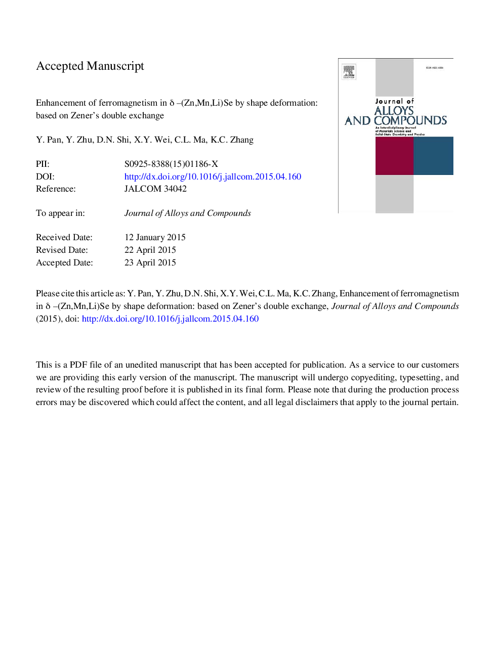 Enhancement of ferromagnetism in Î´-(Zn,Mn,Li)Se by shape deformation: Based on Zener's double exchange