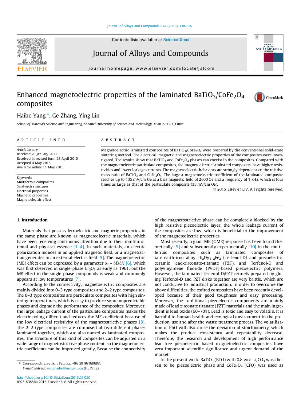 Enhanced magnetoelectric properties of the laminated BaTiO3/CoFe2O4 composites