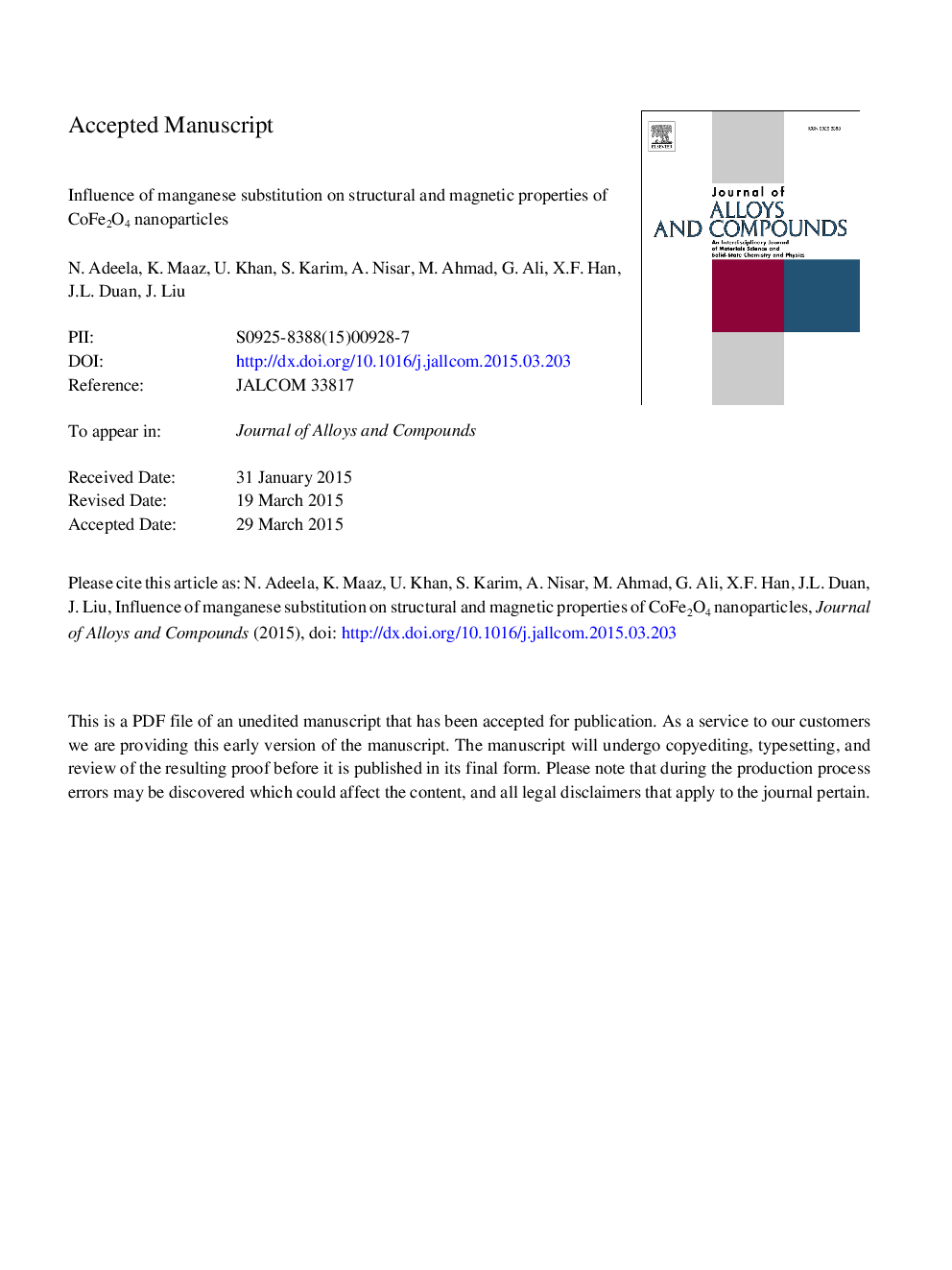 Influence of manganese substitution on structural and magnetic properties of CoFe2O4 nanoparticles