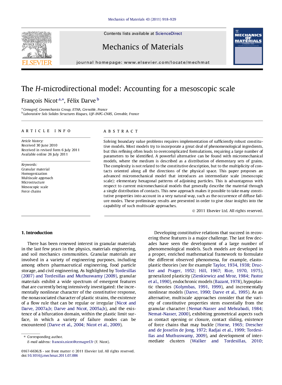 The H-microdirectional model: Accounting for a mesoscopic scale