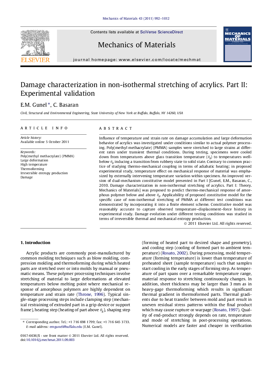 Damage characterization in non-isothermal stretching of acrylics. Part II: Experimental validation