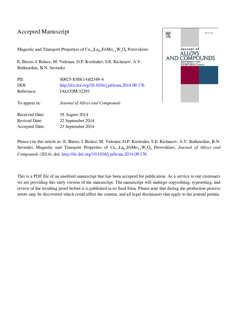 Magnetic and transport properties of Ca1.5La0.5FeMo1âxWxO6 perovskites