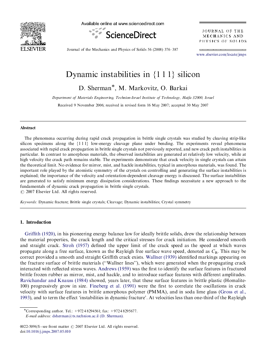 Dynamic instabilities in {1 1 1} silicon