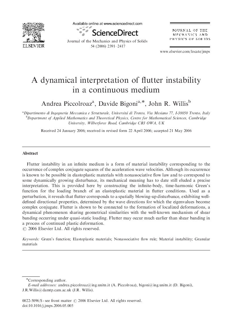 A dynamical interpretation of flutter instability in a continuous medium