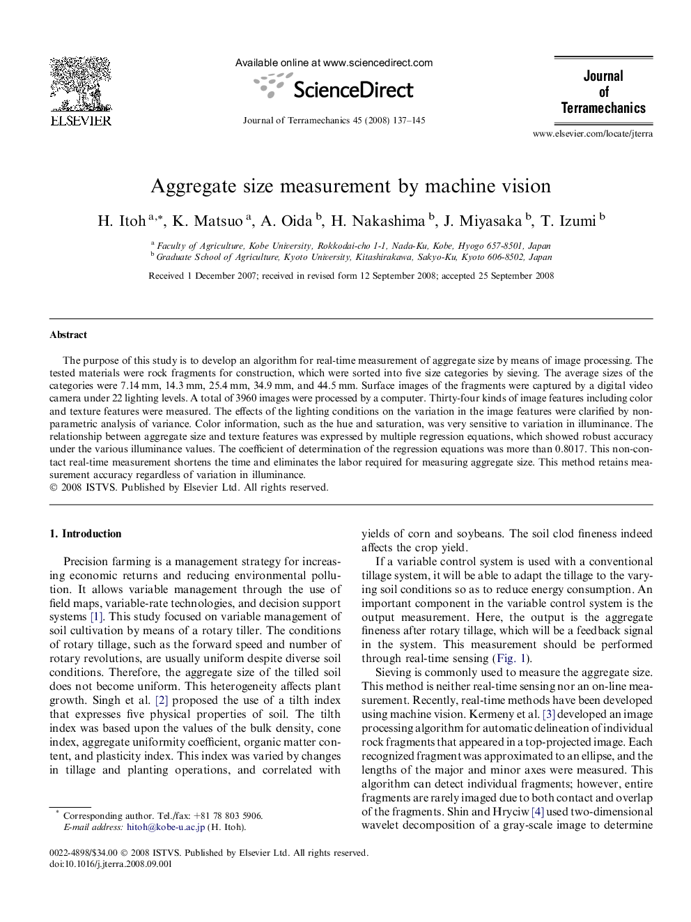 Aggregate size measurement by machine vision