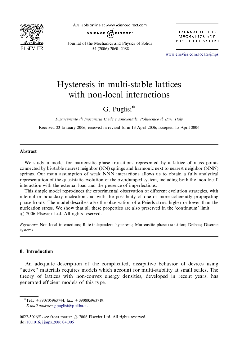 Hysteresis in multi-stable lattices with non-local interactions