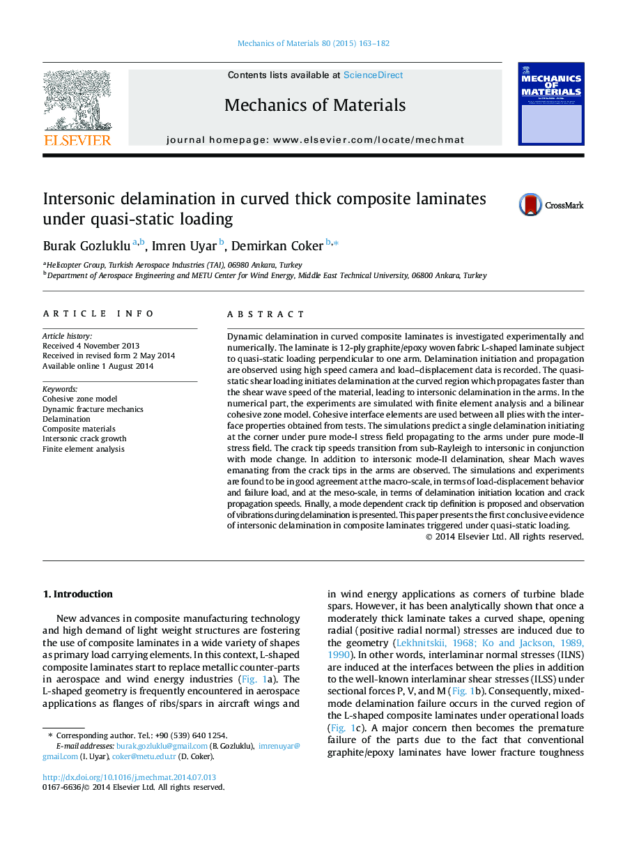 Intersonic delamination in curved thick composite laminates under quasi-static loading