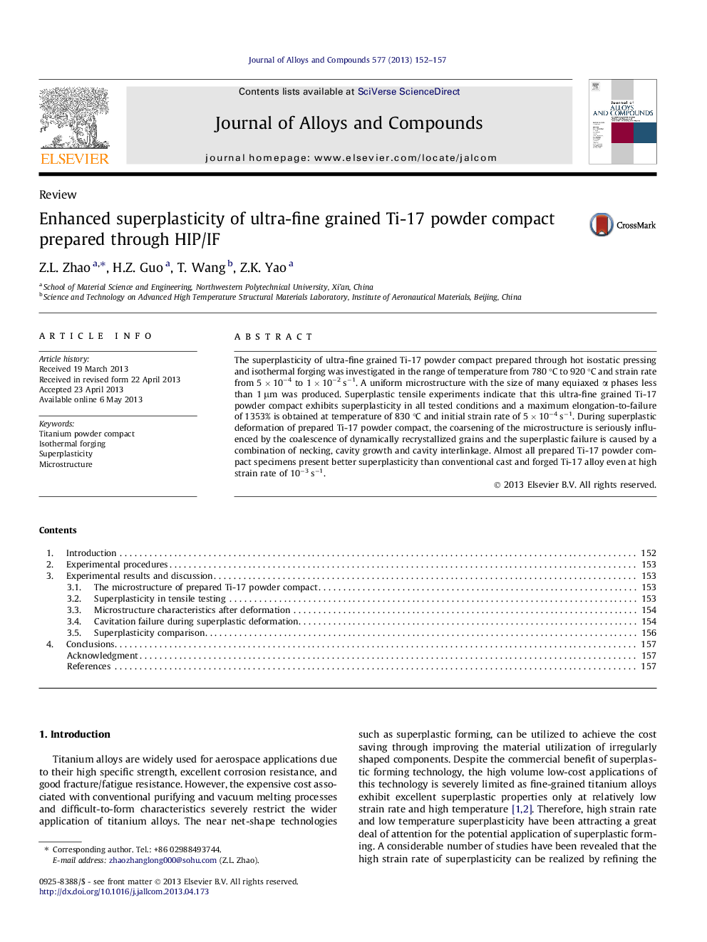 Enhanced superplasticity of ultra-fine grained Ti-17 powder compact prepared through HIP/IF