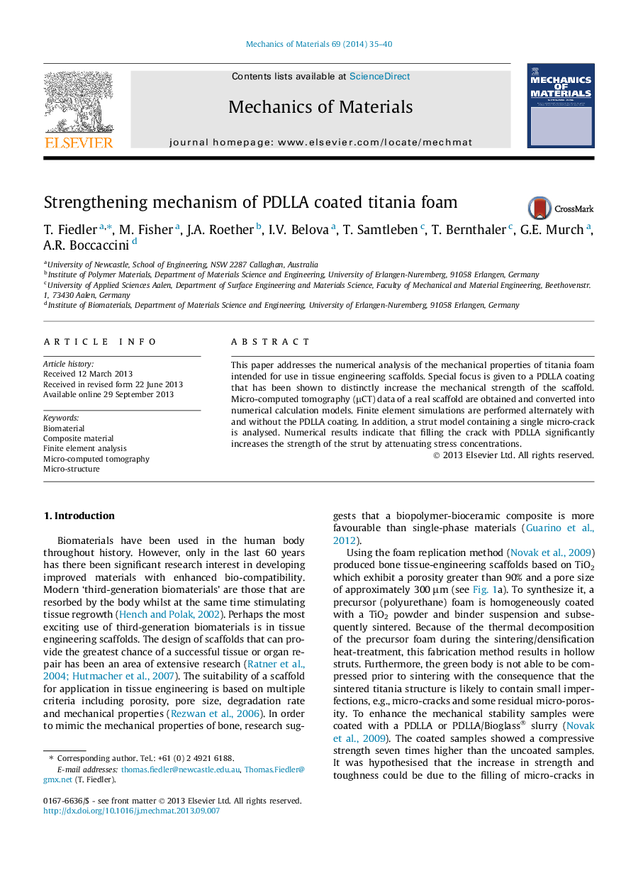 Strengthening mechanism of PDLLA coated titania foam