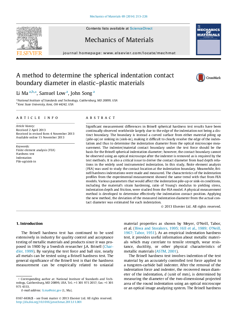 A method to determine the spherical indentation contact boundary diameter in elastic–plastic materials