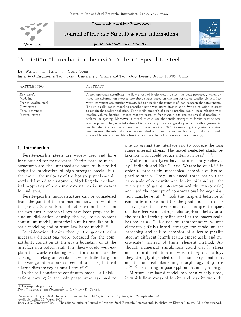 پیش بینی رفتار مکانیکی فولاد فریت-پرلیت 