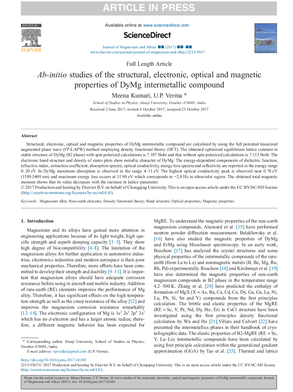 Ab-initio studies of the structural, electronic, optical and magnetic properties of DyMg intermetallic compound