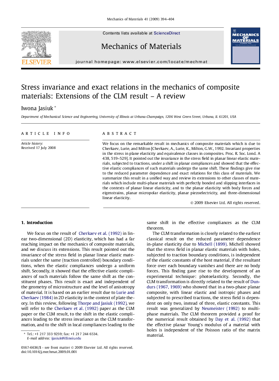 Stress invariance and exact relations in the mechanics of composite materials: Extensions of the CLM result – A review