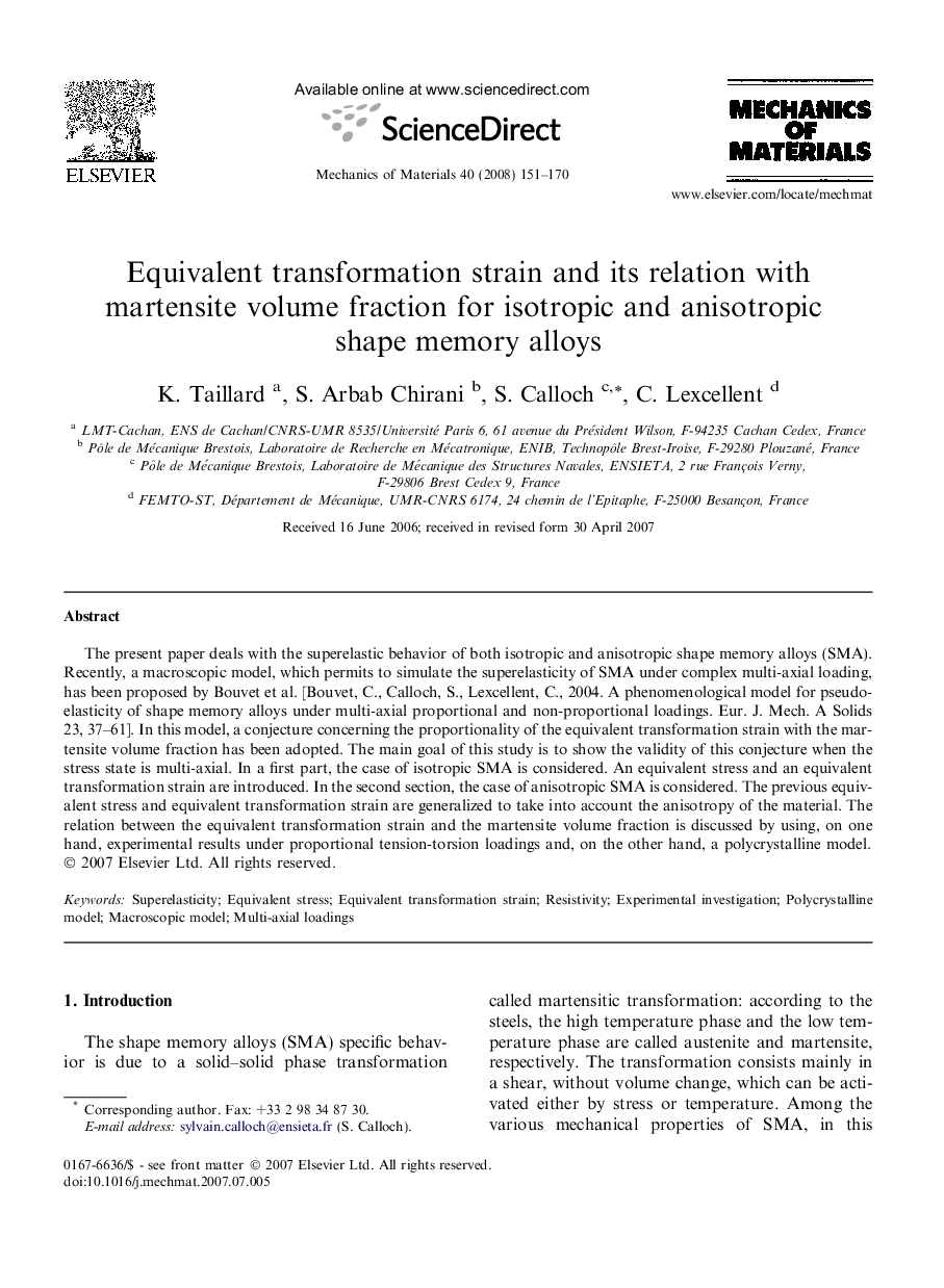 Equivalent transformation strain and its relation with martensite volume fraction for isotropic and anisotropic shape memory alloys