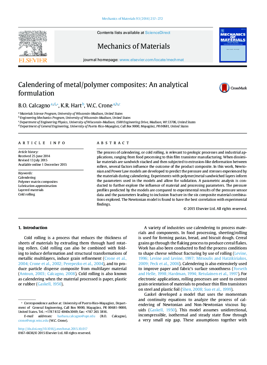 Calendering of metal/polymer composites: An analytical formulation
